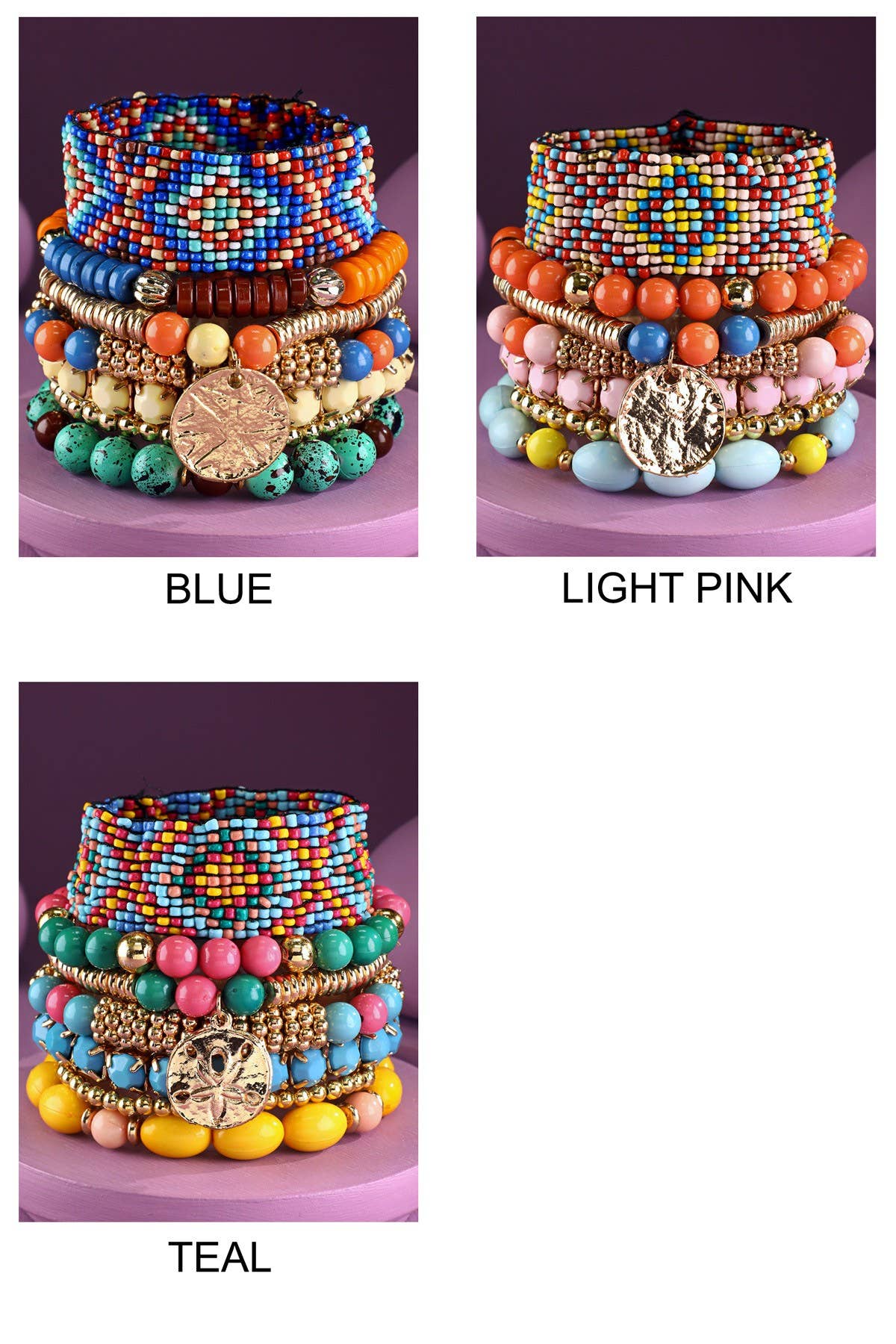 7- Layer Decorative Seed Bead Stackable Bracelet