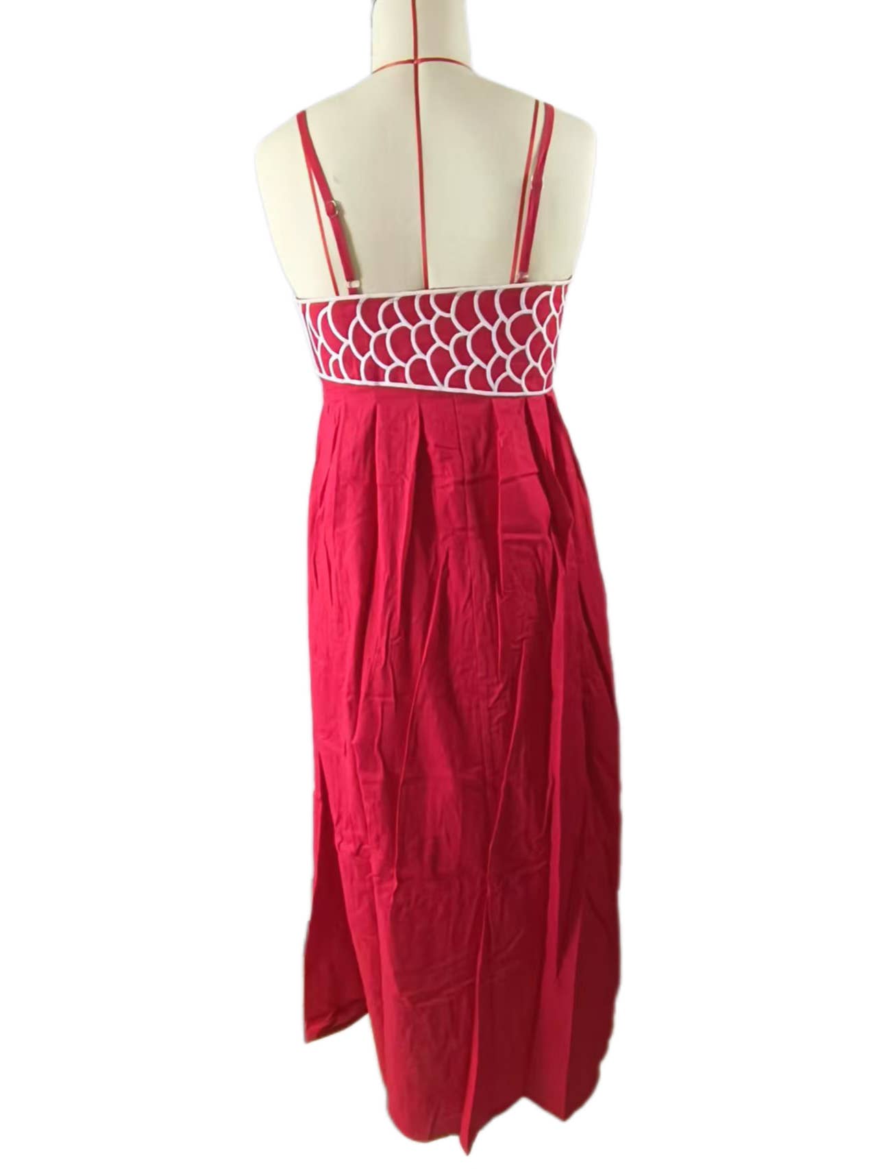 Vivid goldfish embroidered strappy maxi dress
