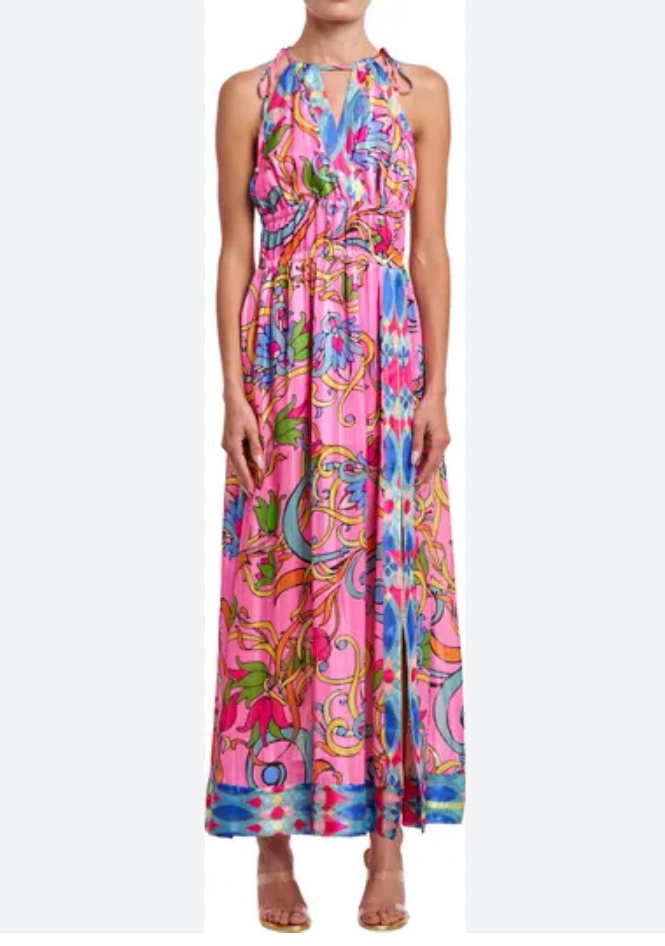 Ciebon Elja Floral Keyhole Neck Maxi Dress
