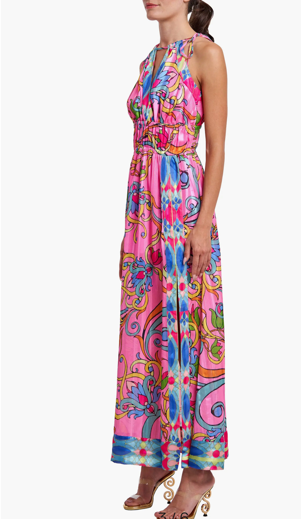 Ciebon Elja Floral Keyhole Neck Maxi Dress