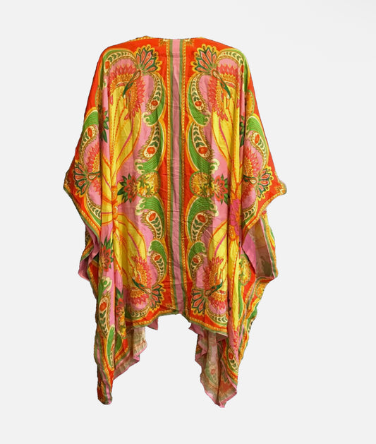 Anthropologie Farm Rio Womens Small Beach Toucan Scarf Multicolor Kimono Coverup