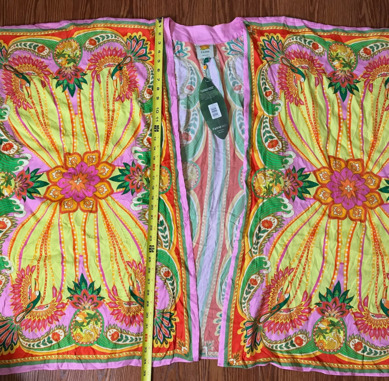 Anthropologie Farm Rio Womens Small Beach Toucan Scarf Multicolor Kimono Coverup