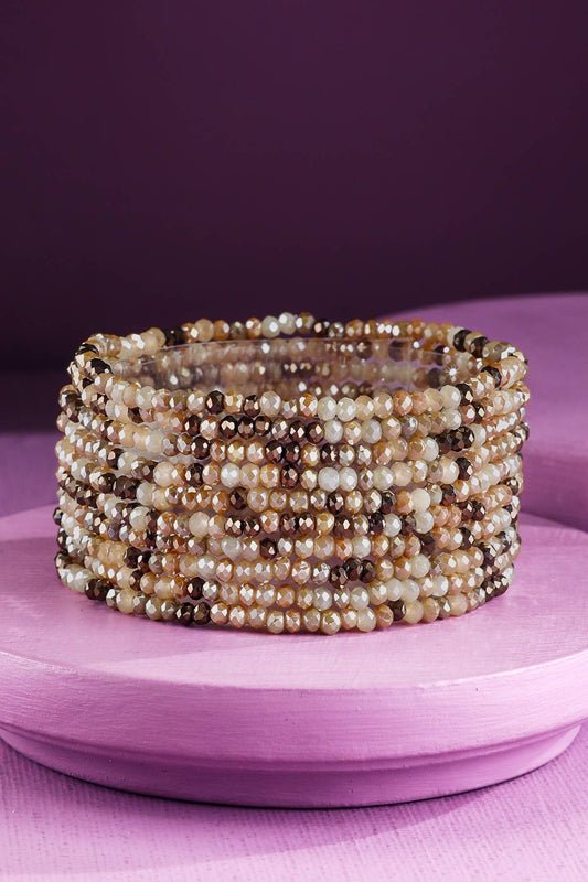 10 Piece Colorful Glass Bead Stretch Bracelet