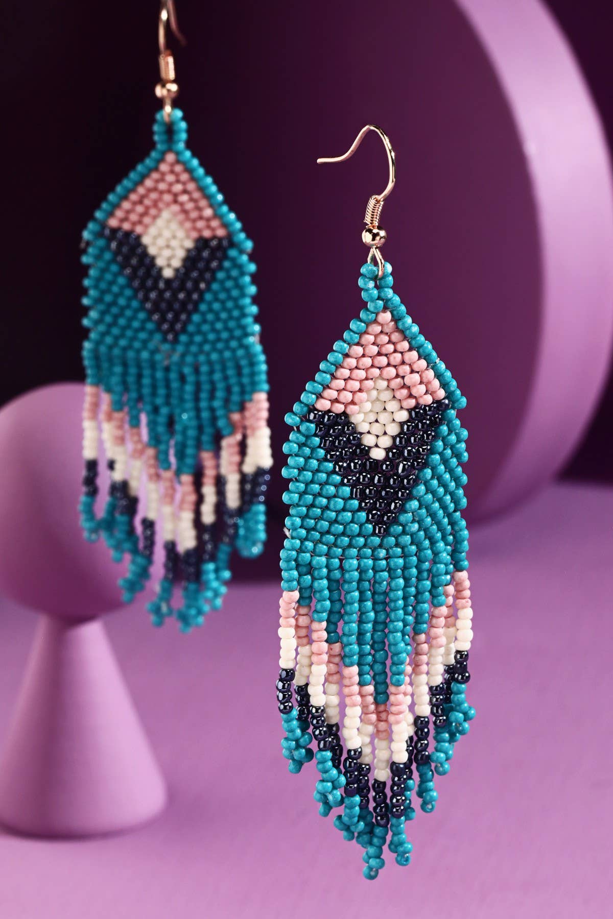 Seed bead Chevron Wide Fringe Dope Earring