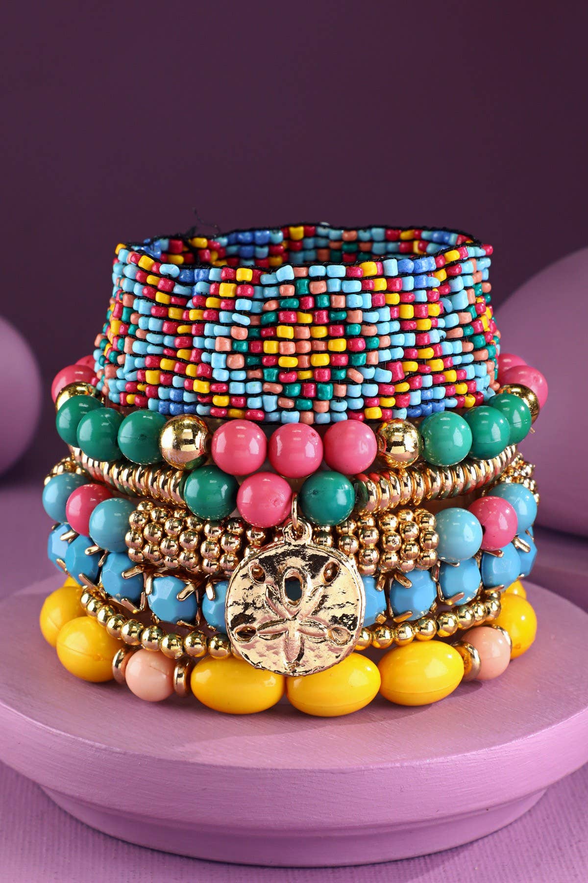 7- Layer Decorative Seed Bead Stackable Bracelet