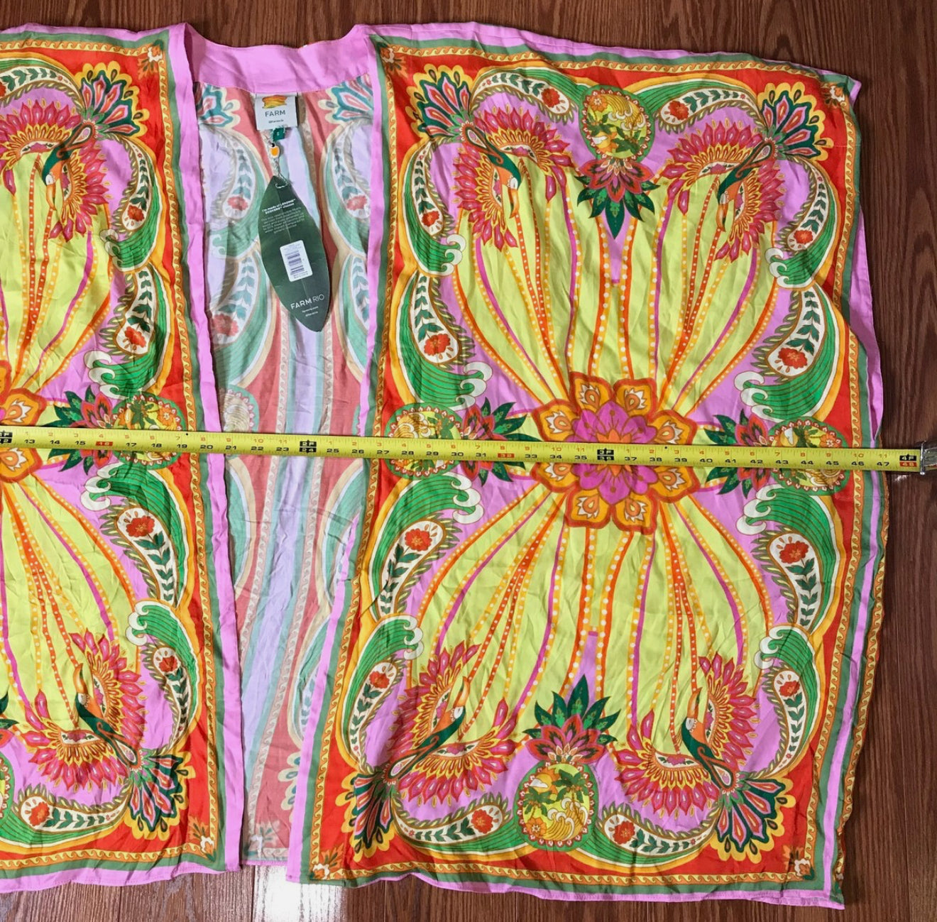 Anthropologie Farm Rio Womens Small Beach Toucan Scarf Multicolor Kimono Coverup
