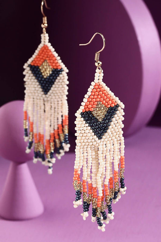 Seed bead Chevron Wide Fringe Dope Earring