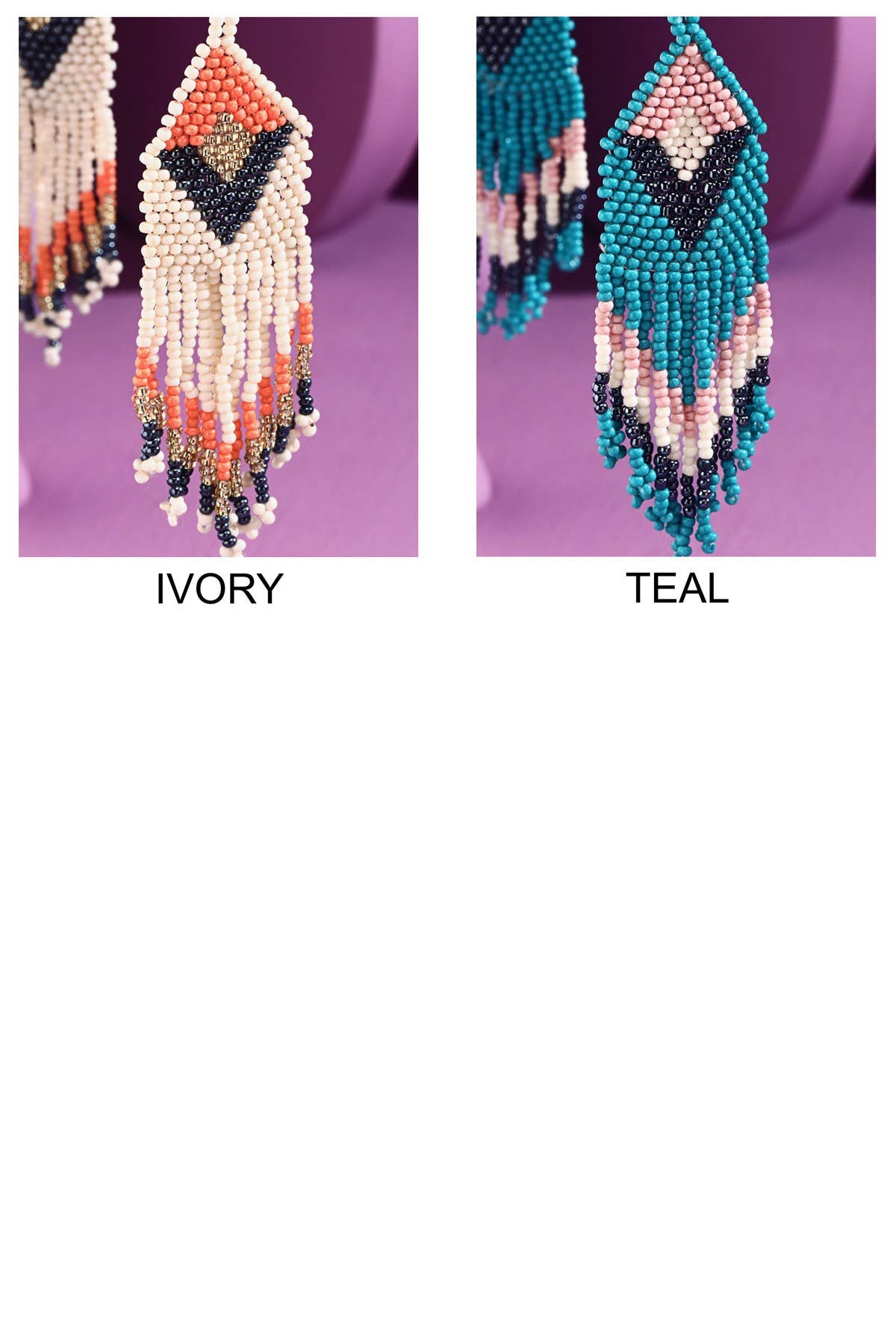 Seed bead Chevron Wide Fringe Dope Earring